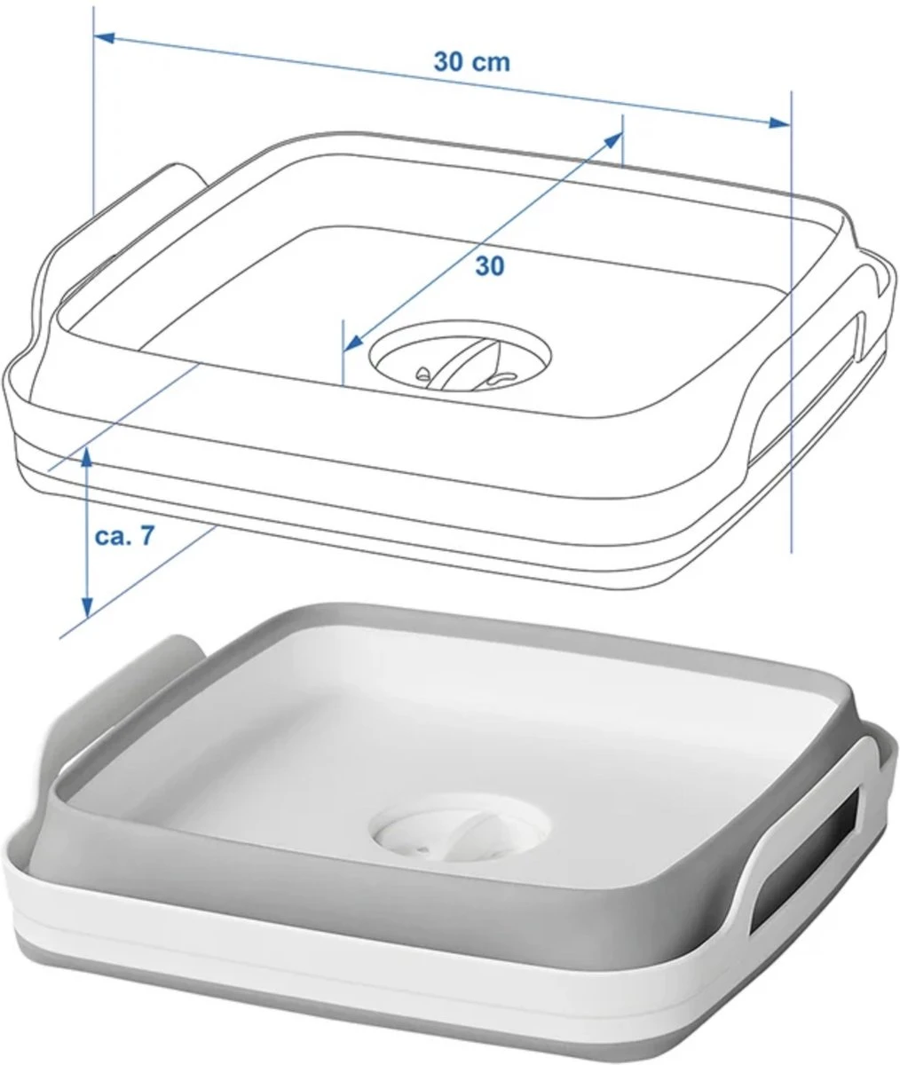 Opvouwbare Wasbak 18L - Met Stop - Afwasbak - Afwasteil - 30x30x20 Cm - Afbeelding 3