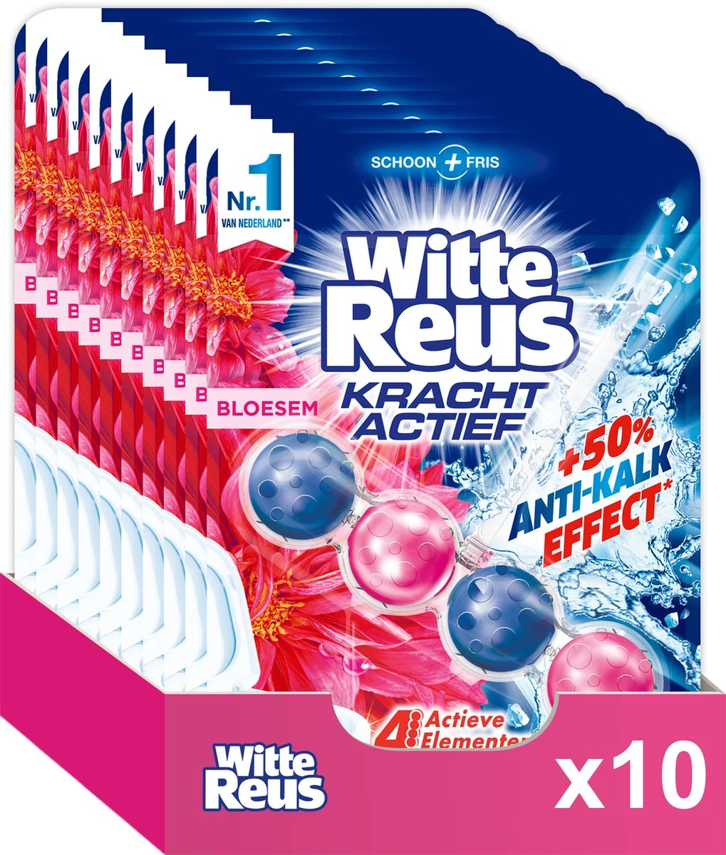 Witte Reus Kracht Actief Toiletblok - Bloesem - WC Blokjes Voordeelverpakking - 10 Stuks