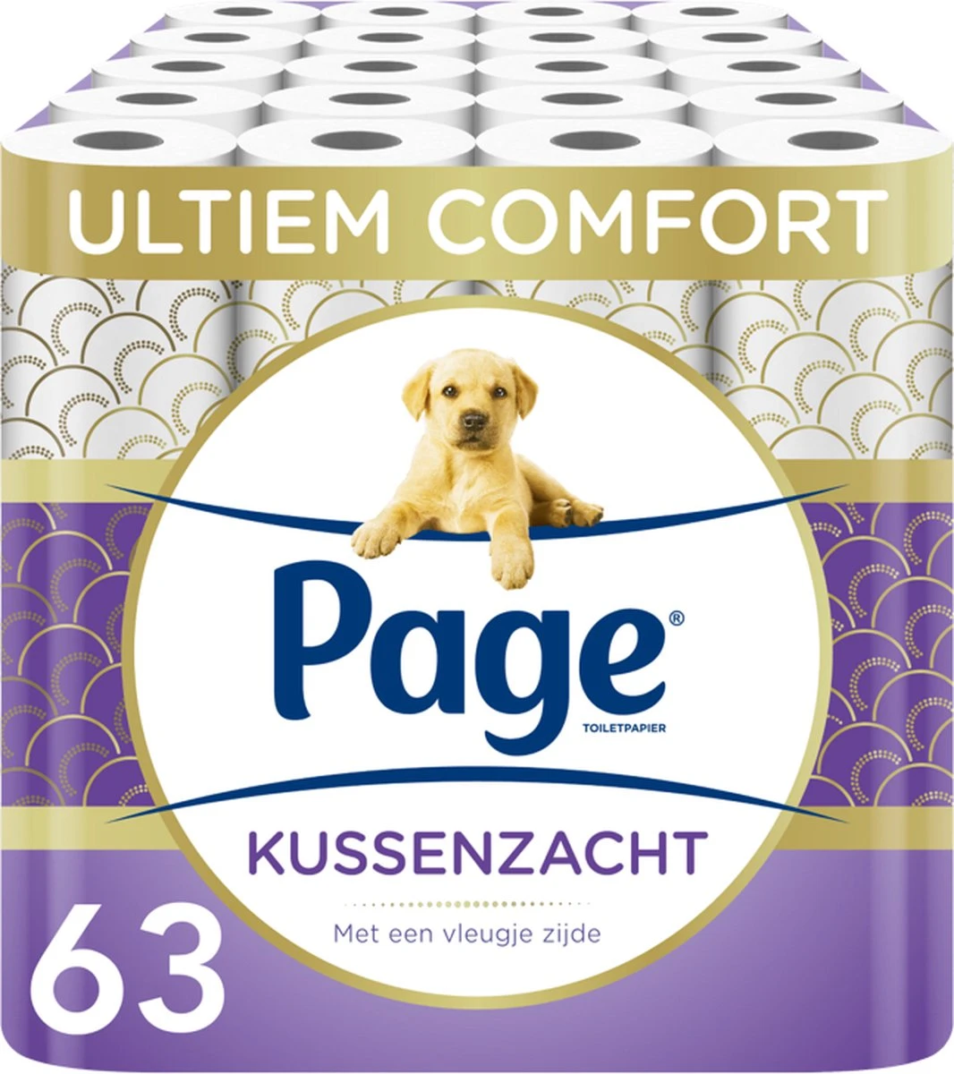 Page Toiletpapier - 63 Rollen - Kussenzacht Wc Papier (3-laags) - Met Extra Zijde - Voordeelverpakking