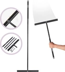 MAYMS® Vloerwisser Badkamer - Vloertrekker - Vloertrekker Met Steel - Floor Wiper - Aftrekker - RVS - Zwart - Design - Wisser - Vloerwisser Douche