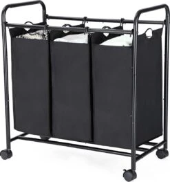 Songmics Wassorteerder – Wasmand – Wasbox – Waswagen – Was Sorteren - Wascollector – Zwart