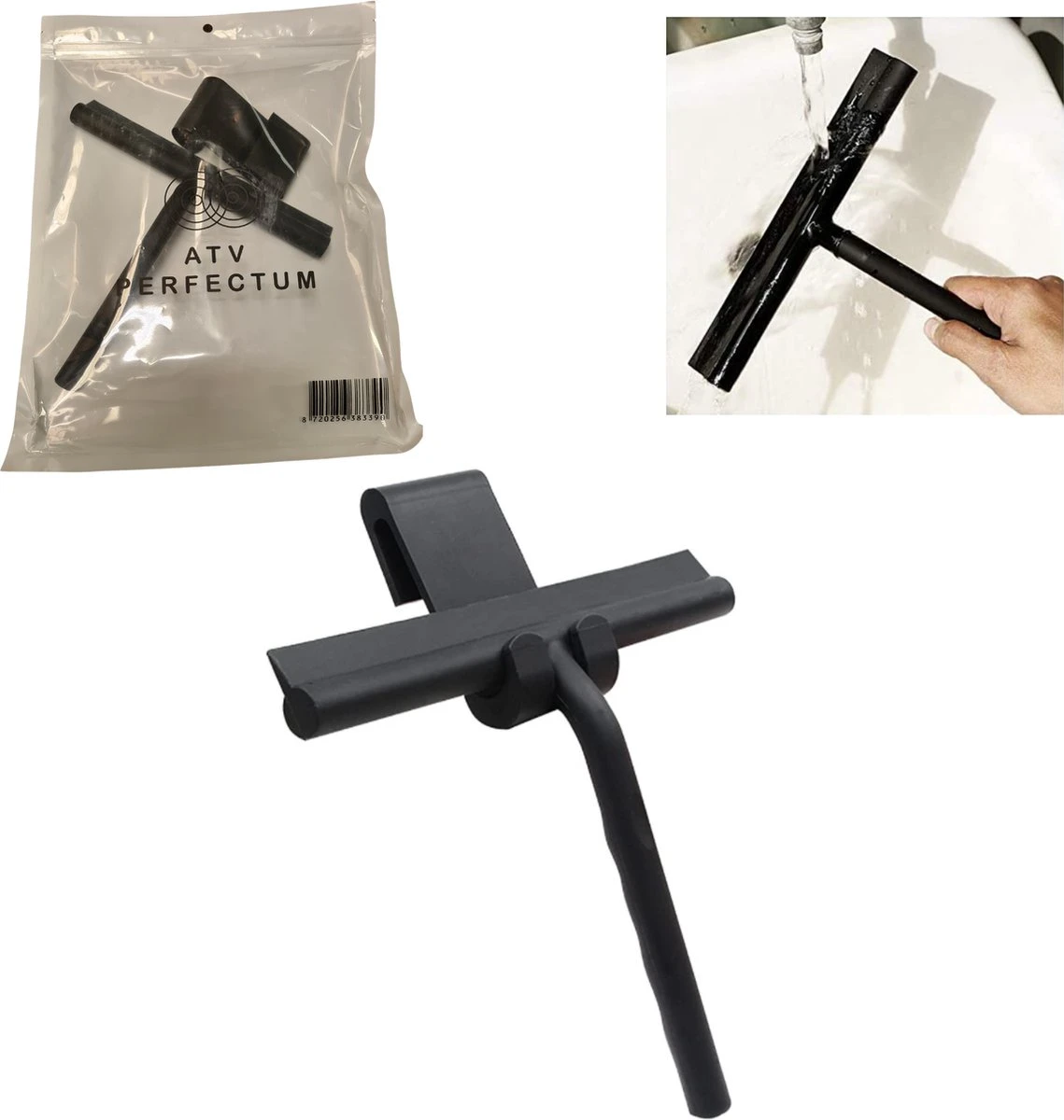 ATV PERFECTUM Douchewisser Zwart Met Ophangsysteem - Raamwisser- Trekker Douche - Silicone - 21cm X 16cm - Badkamer Accessoires - Douchewisser - Afbeelding 9