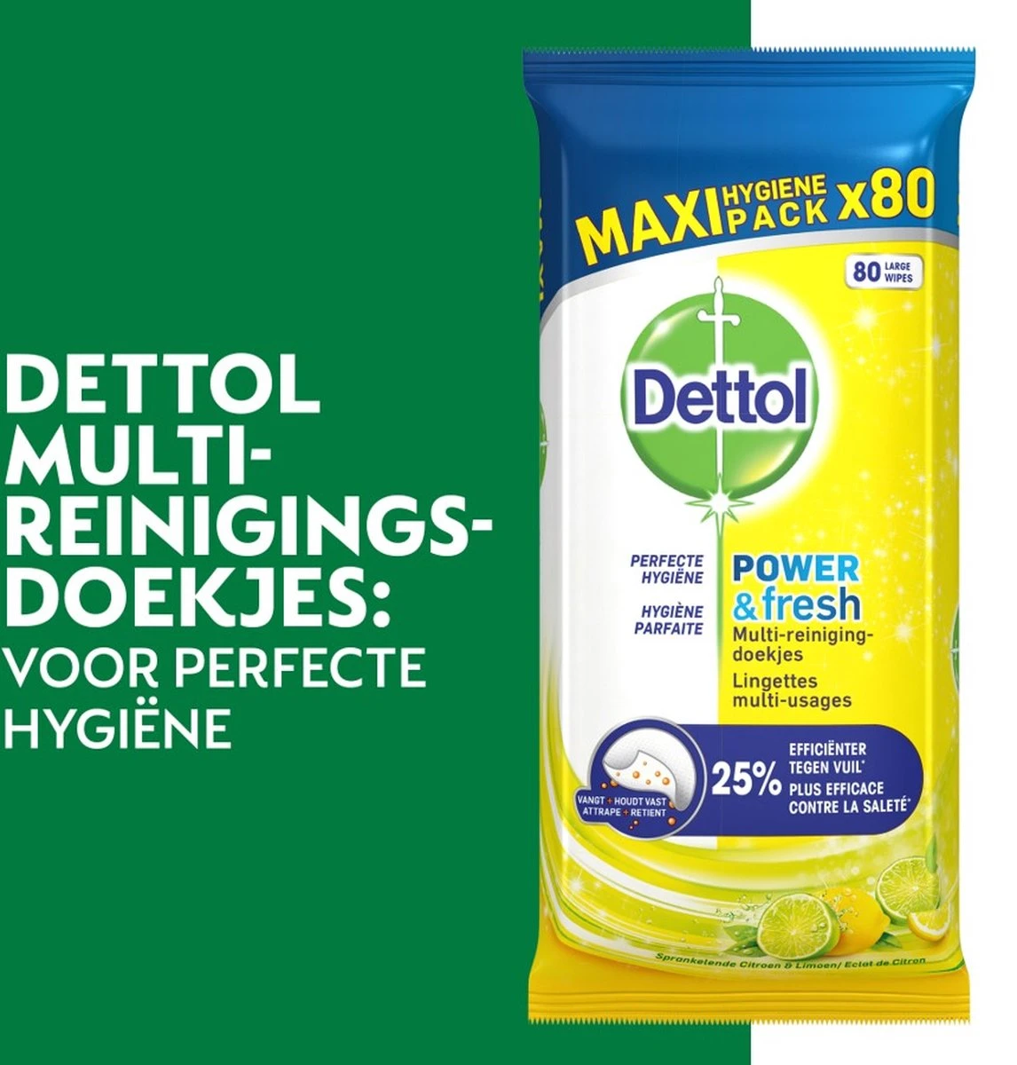 Dettol - 320 Schoonmaakdoekjes Power & Fresh - Citrus 2x80 - Oceanfris 2x80 - Afbeelding 3
