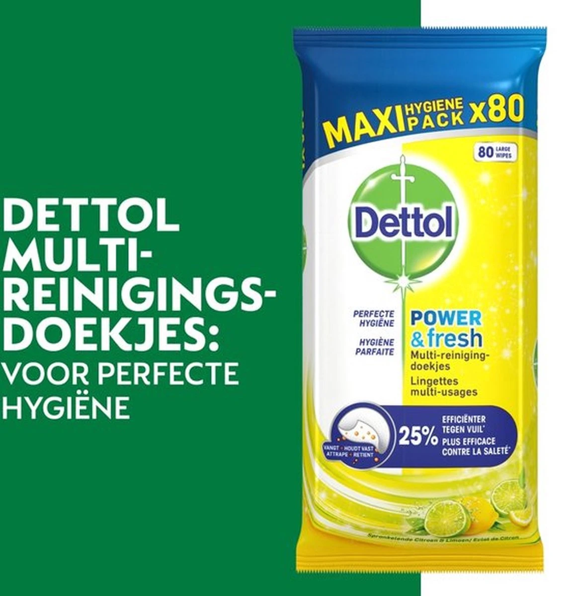 Dettol - 320 Schoonmaakdoekjes Power & Fresh - Citrus 2x80 - Oceanfris 2x80 - Afbeelding 9