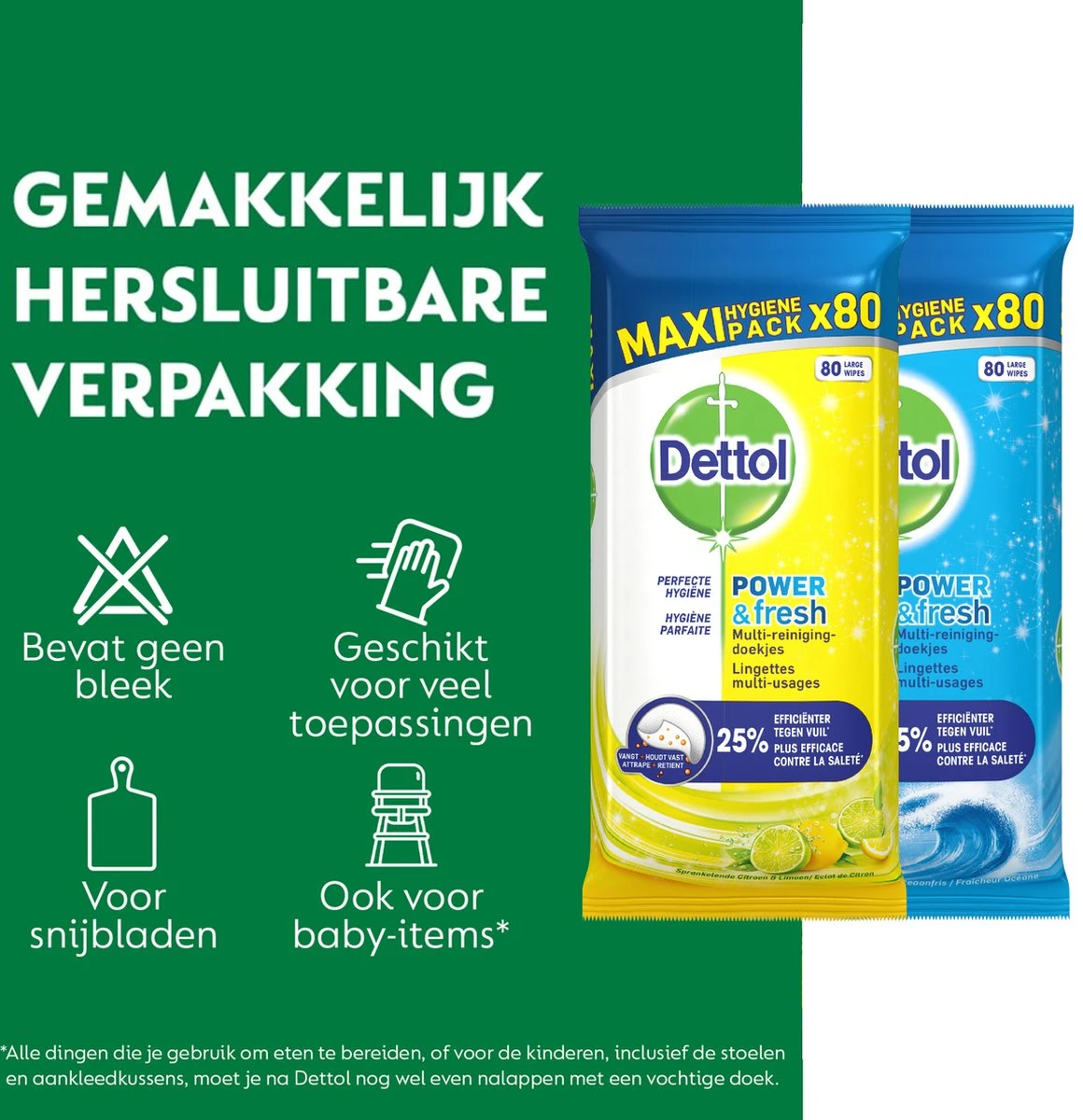 Dettol - 320 Schoonmaakdoekjes Power & Fresh - Citrus 2x80 - Oceanfris 2x80 - Afbeelding 8