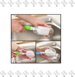 Merkloos EPIN | Glazen Spons | Fles Borstel | Drink Fles Spons | BLAUW