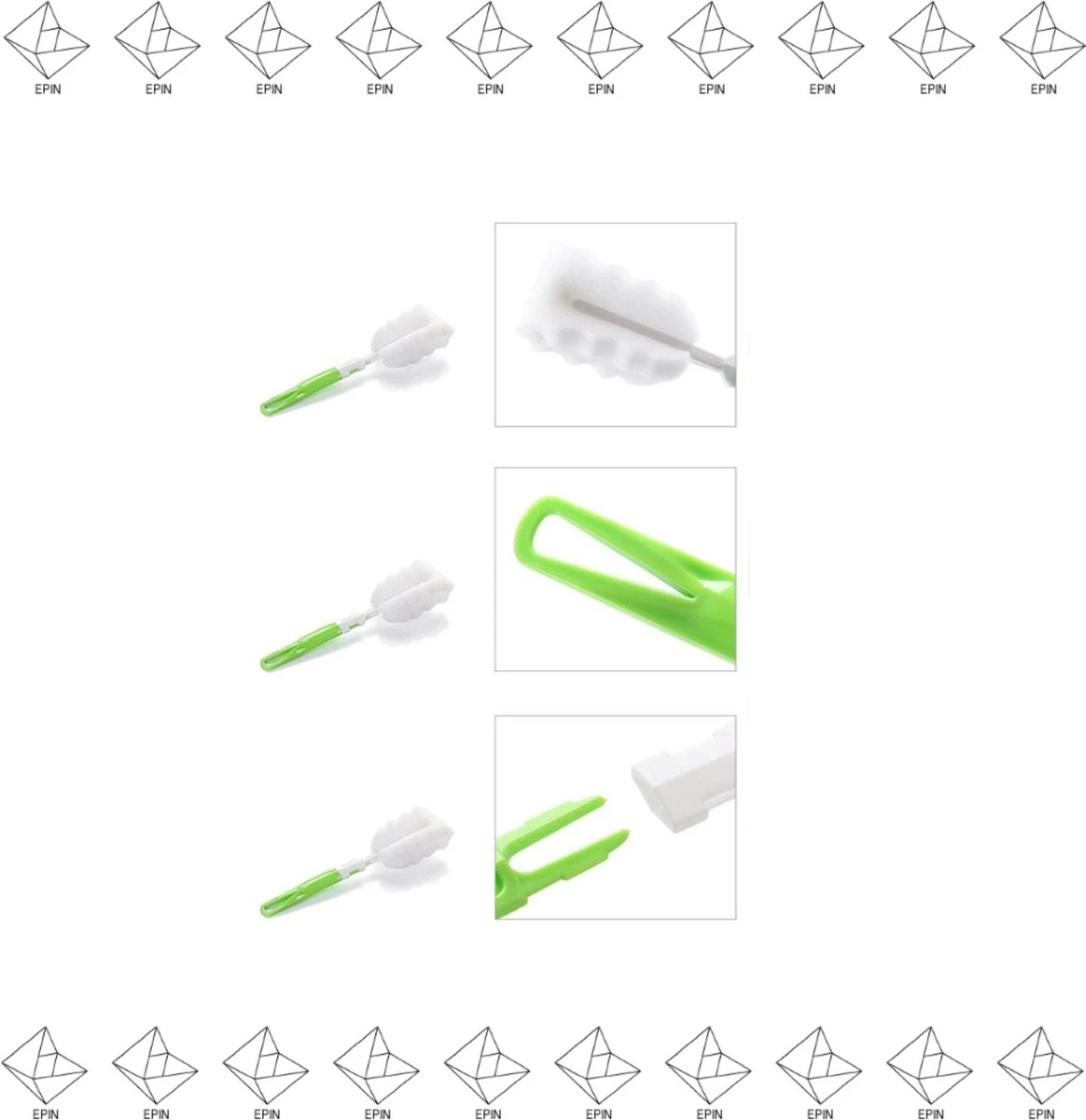 Merkloos EPIN | Glazen Spons | Fles Borstel | Drink Fles Spons | BLAUW - Afbeelding 2