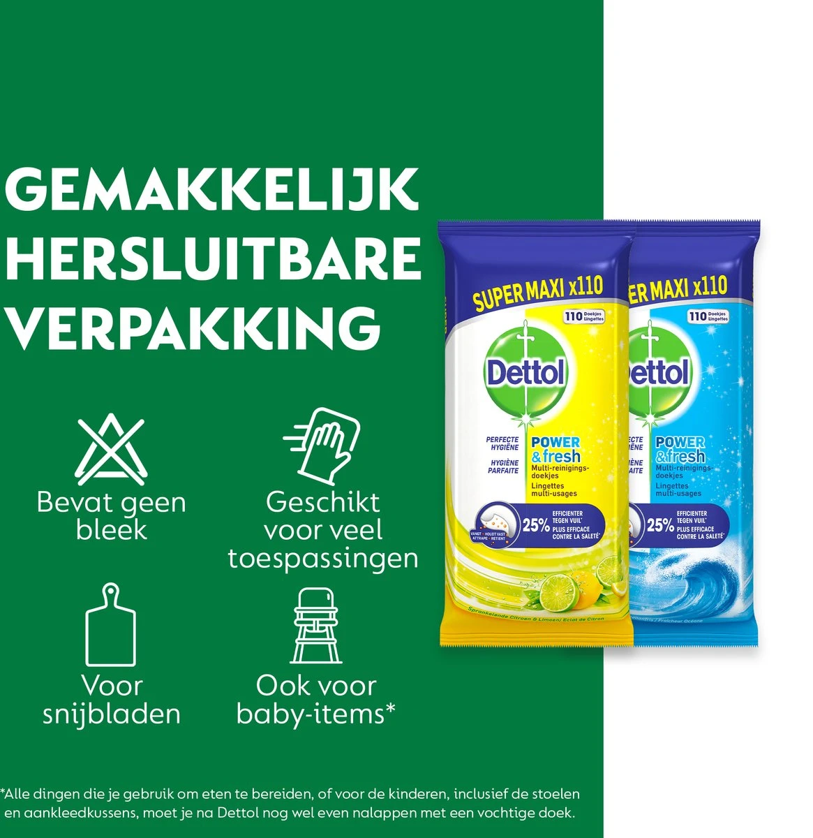 Dettol - 440 Schoonmaakdoekjes Power & Fresh - Citrus 220 Stuks - Oceaan 220 Stuks - Voordeelverpakking - Afbeelding 6