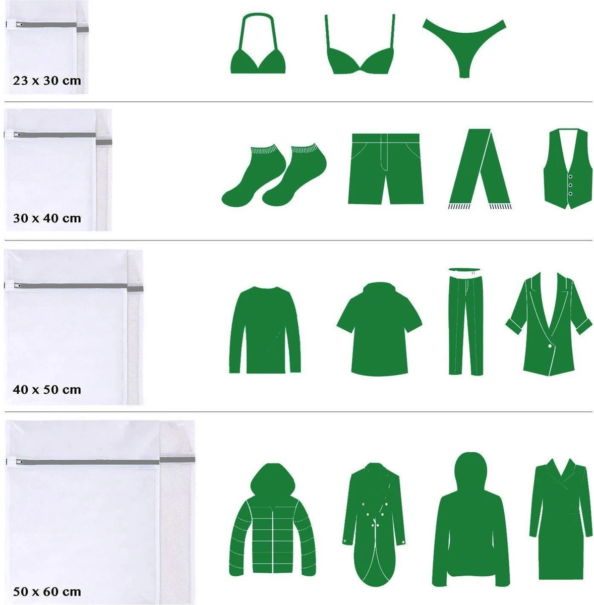 Merkloos Waszak 7x- Waszakken Voor Wasgoed- Laundry Bag- Incl. BH Waszakje Lingerie- Travel Organizer Bags-Set Van 7 - Afbeelding 5