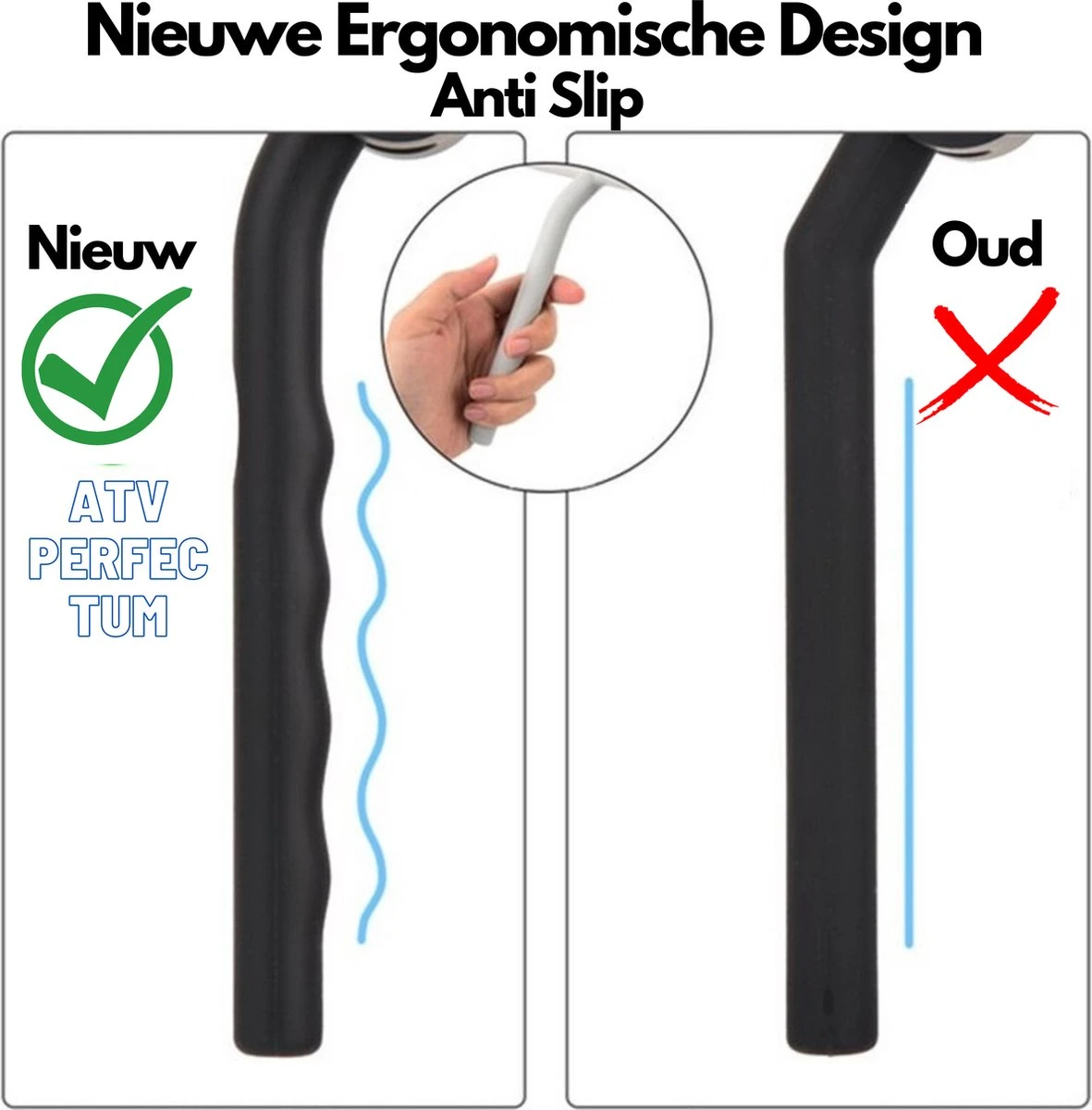 ATV PERFECTUM Douchewisser Zwart Met Ophangsysteem - Raamwisser- Trekker Douche - Silicone - 21cm X 16cm - Badkamer Accessoires - Douchewisser - Afbeelding 2