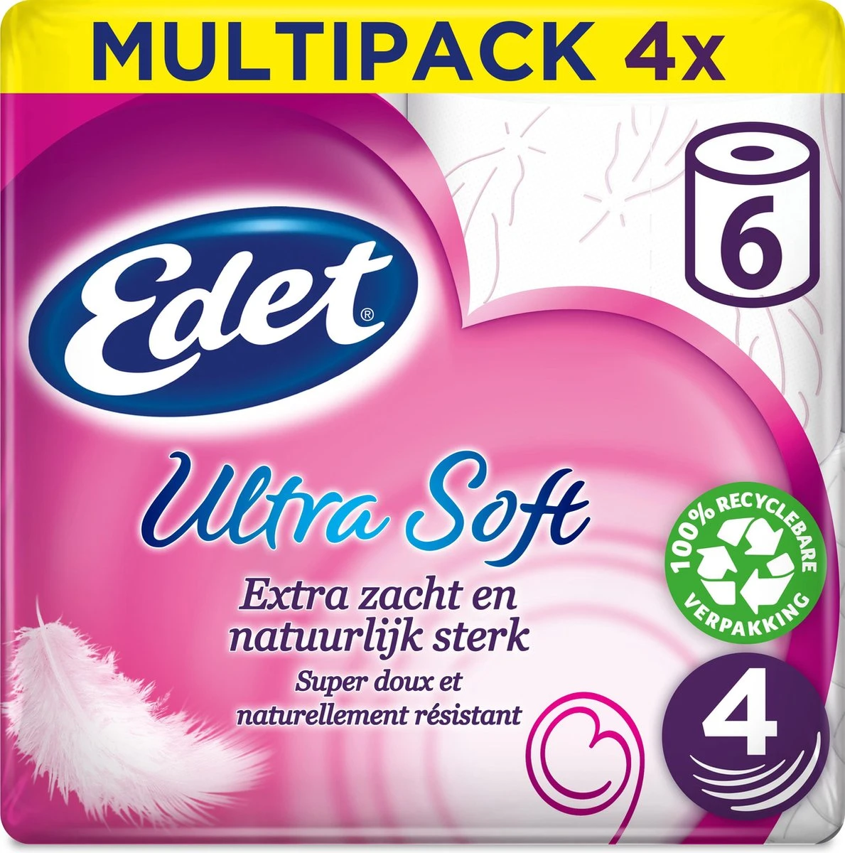Edet Ultra Soft - 4-laags Wc Papier - 4 X 6 Rollen - Afbeelding 2