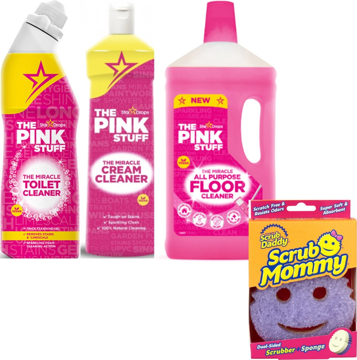 The Pink Stuff Cream Cleaner 500 Ml - The Pink Stuff All Purpose Floor Cleaner - The Pink Stuff Toilet Cleaner & The Original Scrub Mommy Paars