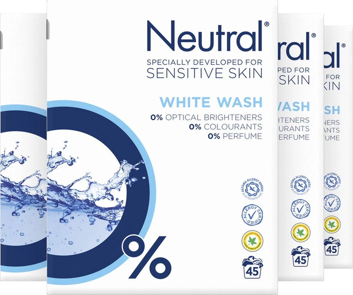 Neutral Waspoeder Wit Parfumvrij - 4x45 Wasbeurten - Voordeelverpakking - Afbeelding 2