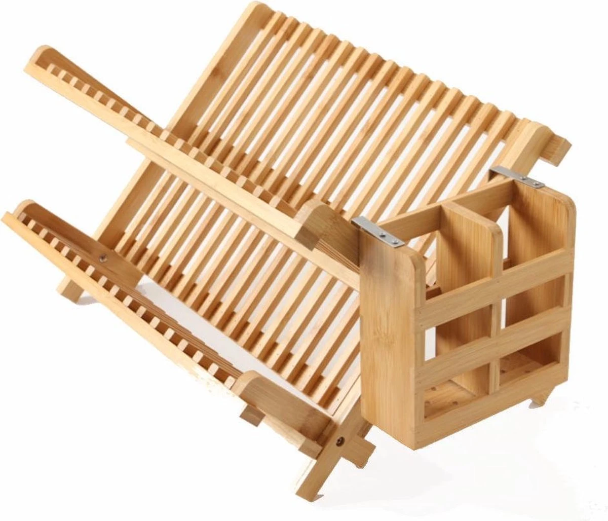 Merkloos Decopatent® Afdruiprek Voor Afwas - Bamboe - Hout - Inklapbaar Afdruiprek - Afwasrekje Inclusief Bestekhouder - Afwas Druiprek