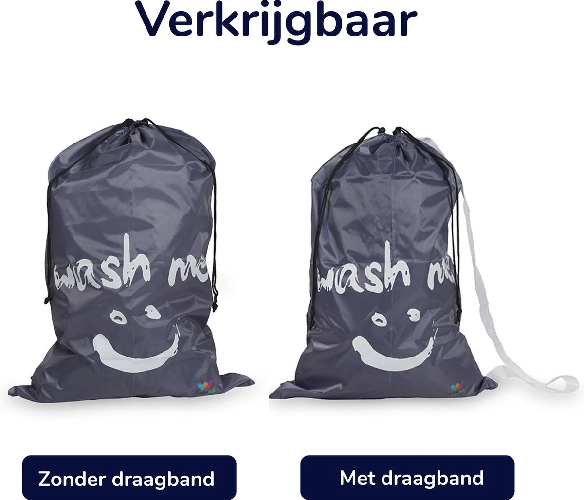 Wonair - Grote Waszak - Wash Me - Wastas - 60x90cm - Grijs - Met Trekkoord - Afbeelding 6