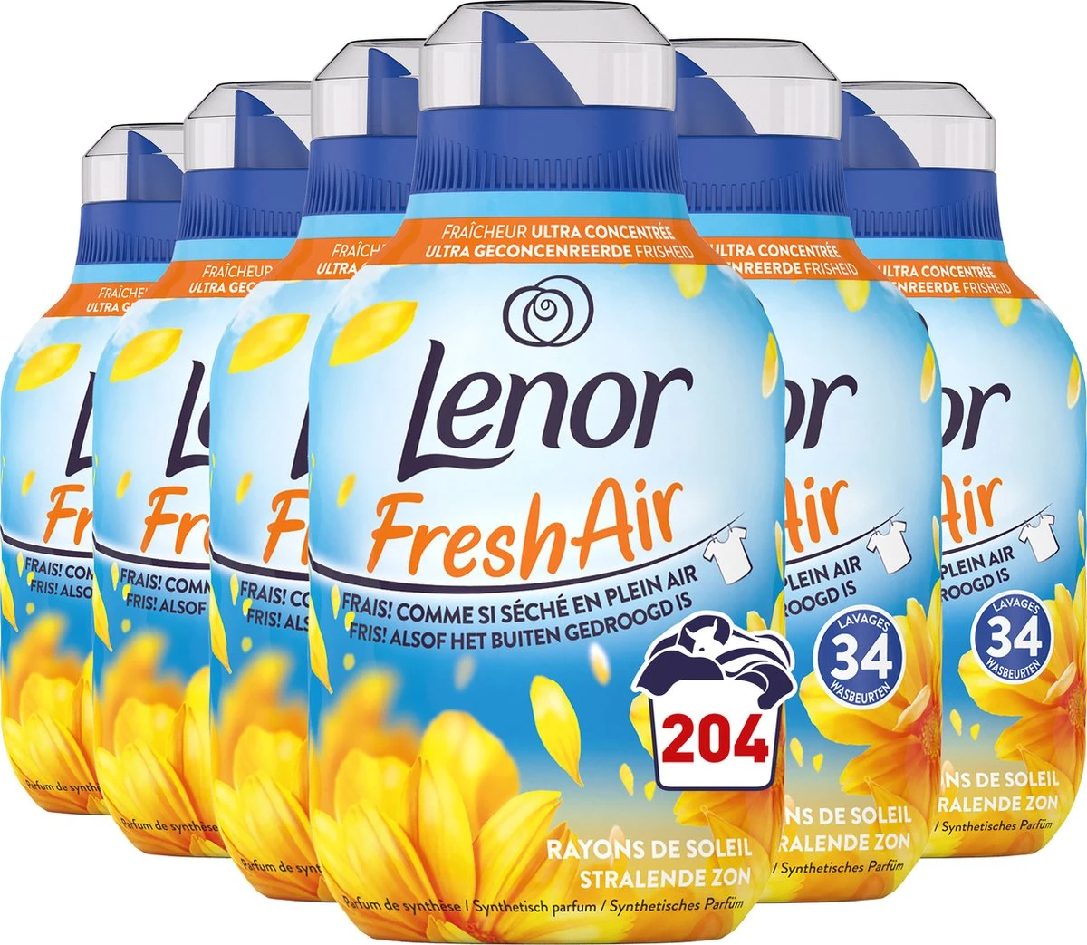 Lenor Fresh Air Zonnestralen - Wasverzachter - 6 X 34 Wasbeurten Voordeelverpakking
