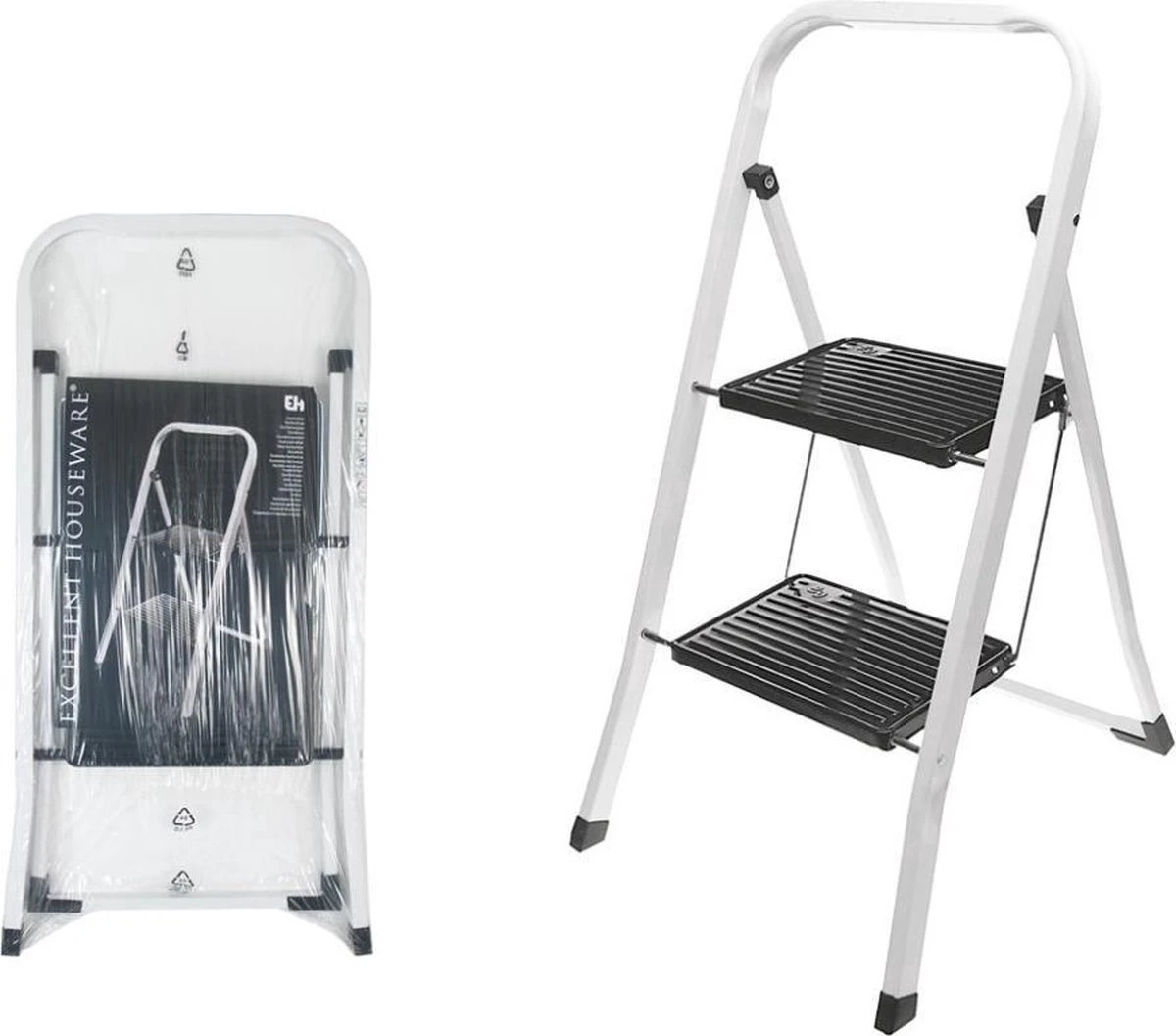 Excellent Houseware Inklapbare Keukentrap - 2 Treden - Tot 150kg - Metaal - Afbeelding 2