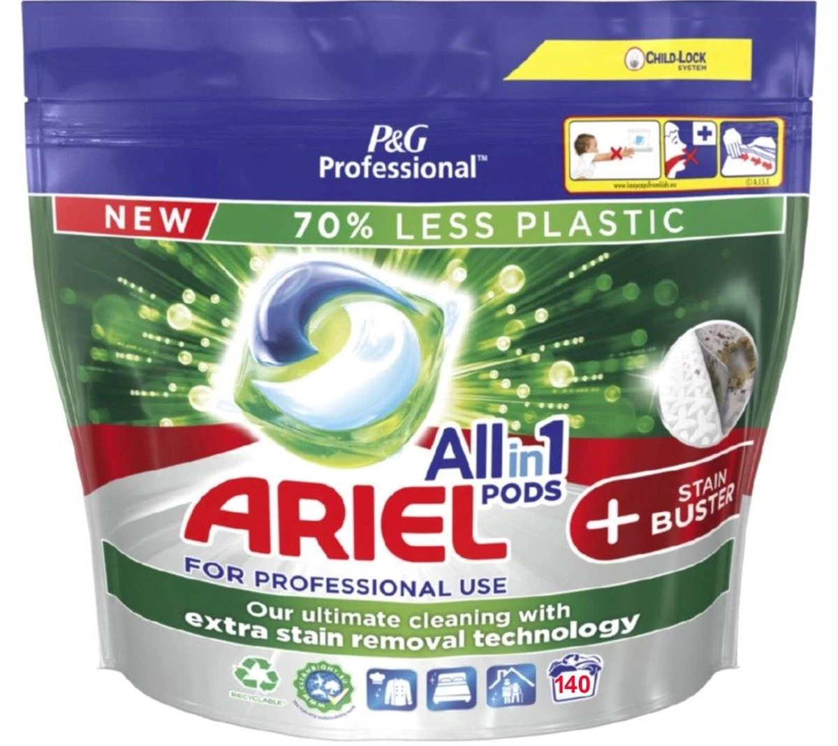 Ariel All In 1 Pods + Stain Buster- 2x70 Wasbeurten - Voordeelverpakking