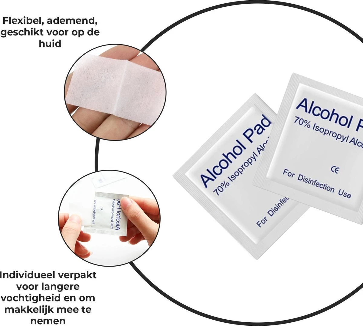 Merkloos Desinfectie Doekjes - 70% Isopropyl Alcohol - 200 Stuks - Afbeelding 3