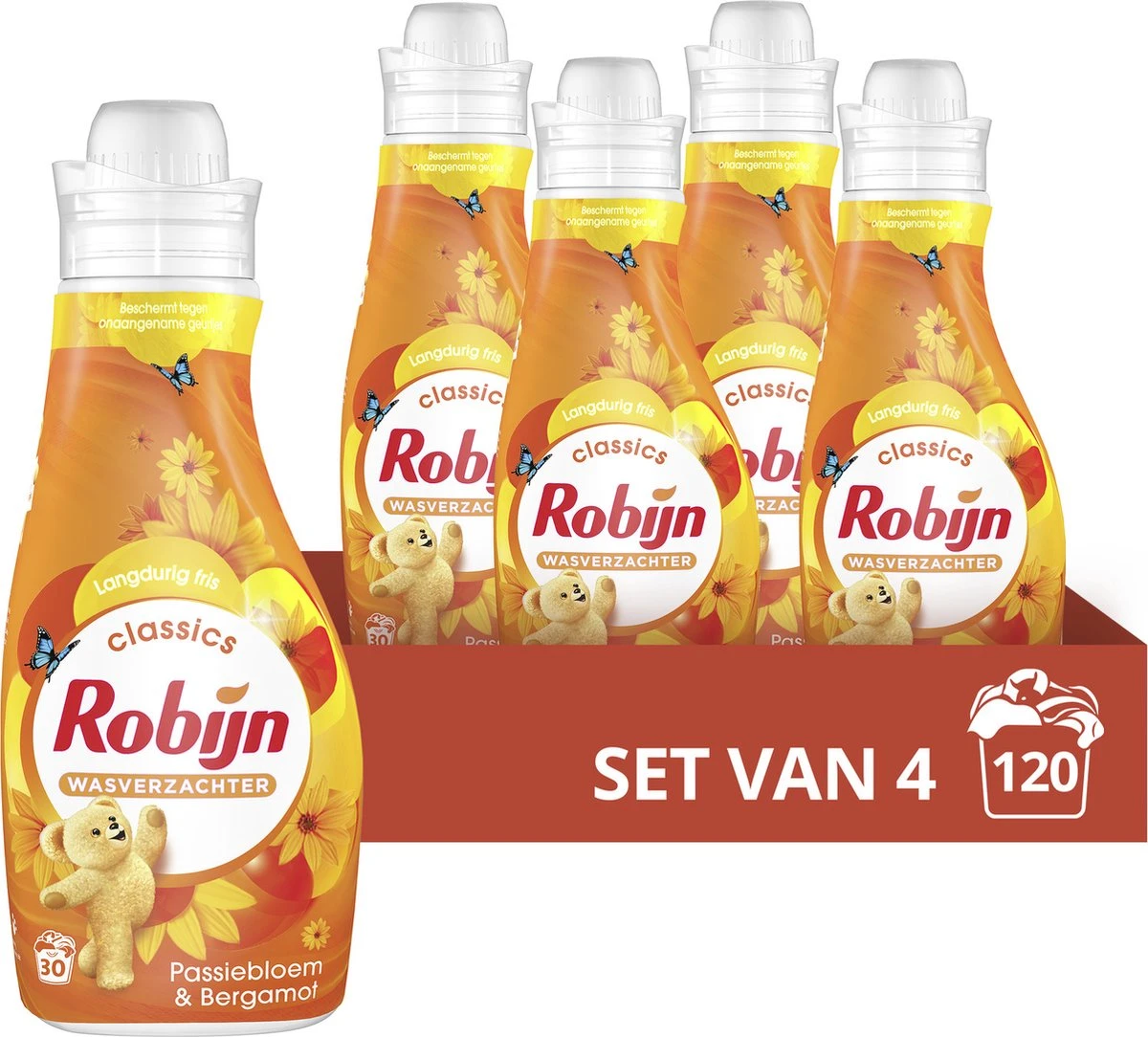 Robijn Classics Passiebloem & Bergamot Wasverzachter - 4 X 30 Wasbeurten - Voordeelverpakking