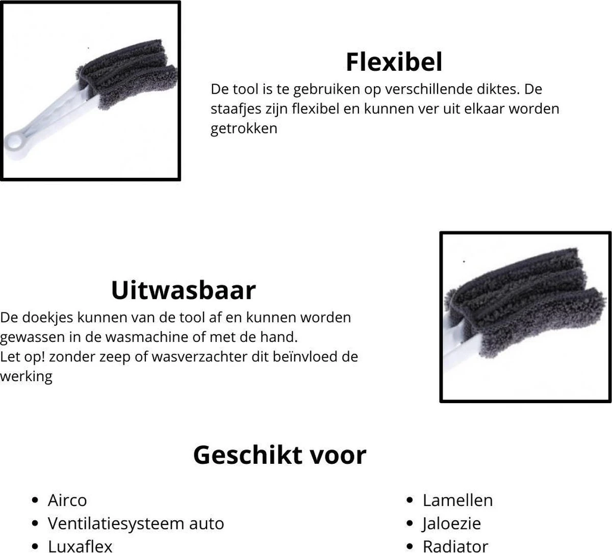 2x Luxaflex Reiniger - Jaloezie Reiniger - Lamellen Borstel - Stoffer -Plumeau - Stof Reiniger - Microvezeldoek - Borstel - - Afbeelding 4