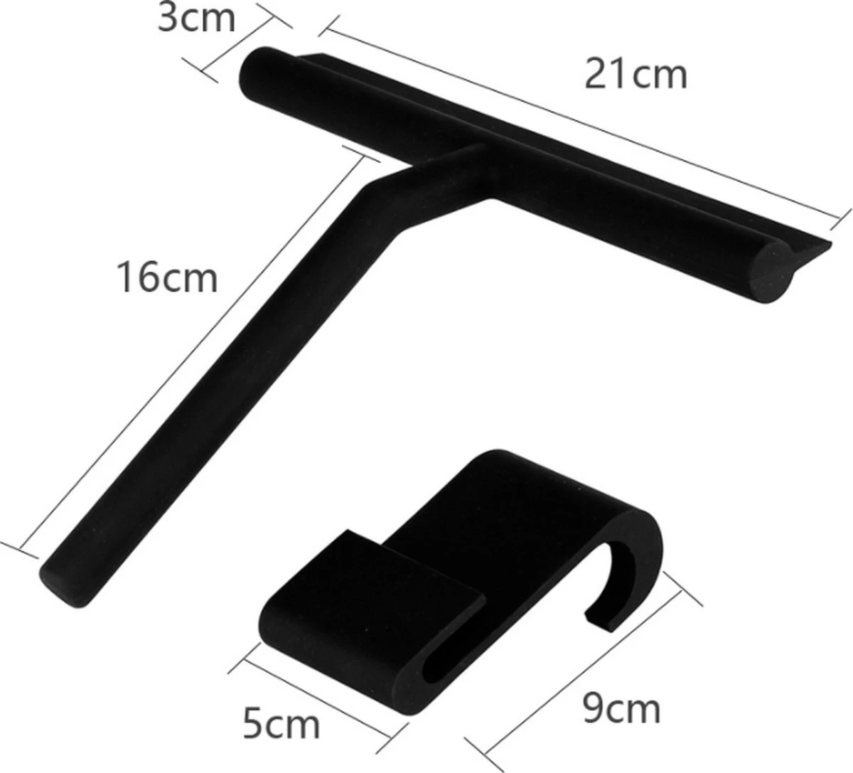 ATV PERFECTUM Douchewisser Zwart Met Ophangsysteem - Raamwisser- Trekker Douche - Silicone - 21cm X 16cm - Badkamer Accessoires - Douchewisser - Afbeelding 3