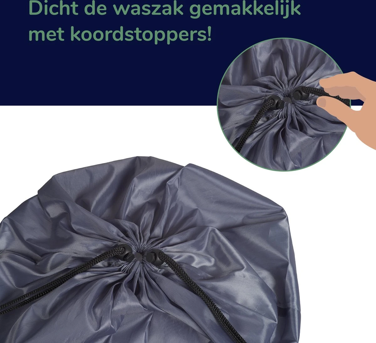 Wonair - Grote Waszak - Wash Me - Wastas - 60x90cm - Grijs - Met Trekkoord - Afbeelding 3