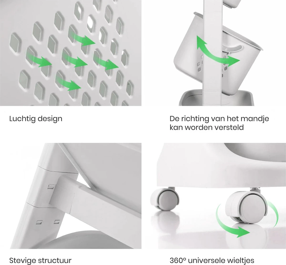 Life’s Green® - Wasmand - Wasmand 3 Vakken - Wassorteerder - Ophangbaar - Afbeelding 2