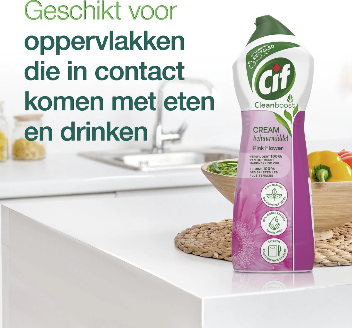 Cif CleanBoost Cream Pink Schuurmiddel - 8 X 750 Ml - Voordeelverpakking - Afbeelding 4