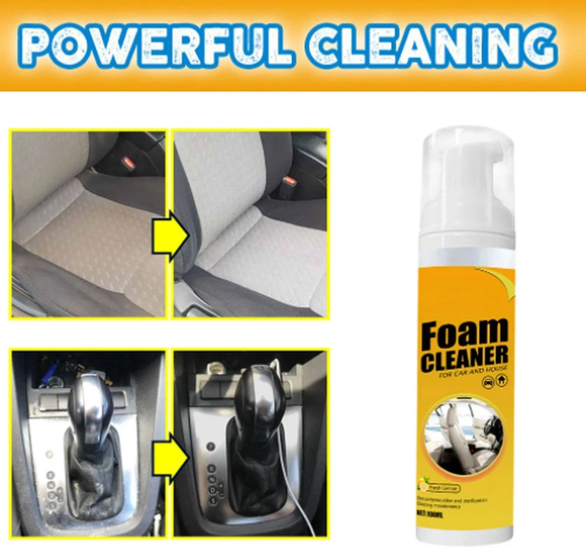 TLVX Bekleding Reiniger / Schuim Reiniger / Vlekken Reinigen / Interieur Reiniger / Foam Cleaner / 150ml / Auto Schoonmaak / Citroen Geur / Auto Interieur Reiniger / Vlekken Verwijderen Bankstel / Auto Stoel Schoonmaken / Effectief! - Afbeelding 3