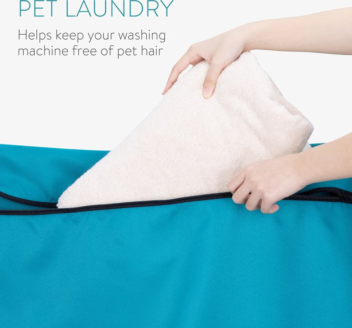 Navaris Waszak Voor Huisdieren Wasgoed - Wasnet Met Rits - Vangt Dierenharen Op Van Dekens, Handdoeken Of Beddengoed - 79 X 70,5 Cm - Blauw - Afbeelding 5