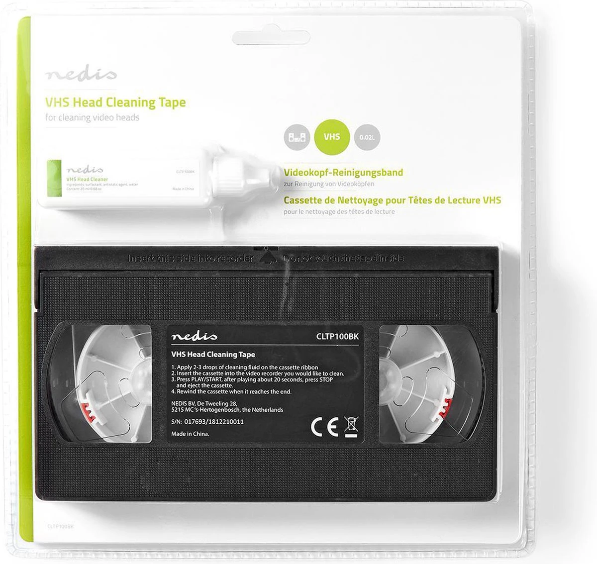 Nedis VHS-Reinigingscassette - 20 Ml - VHS-Koppen - Zwart - Afbeelding 3