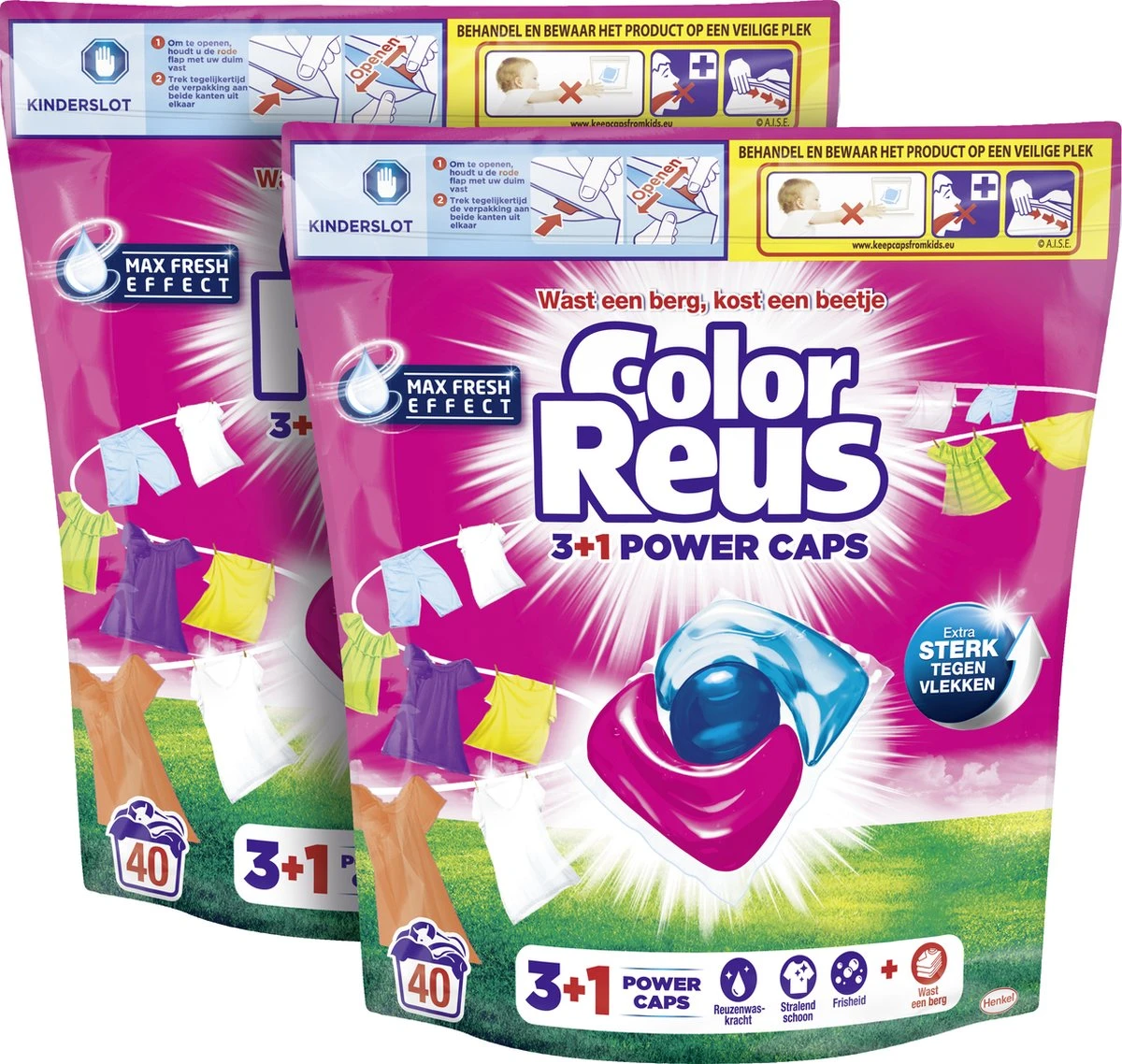 Color Reus Power Caps Wascapsules – Wasmiddel Capsules – Voordeelverpakking – 2x40 Wasbeurten - Afbeelding 2