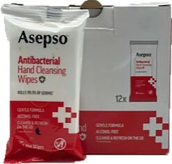 Antibacteriële Anti Bacteriële Doekjes - Anti Bacteriële Hygienische Hand Doekjes- Asepso- 12 X 15 Doekjes- Voordeelverpakking