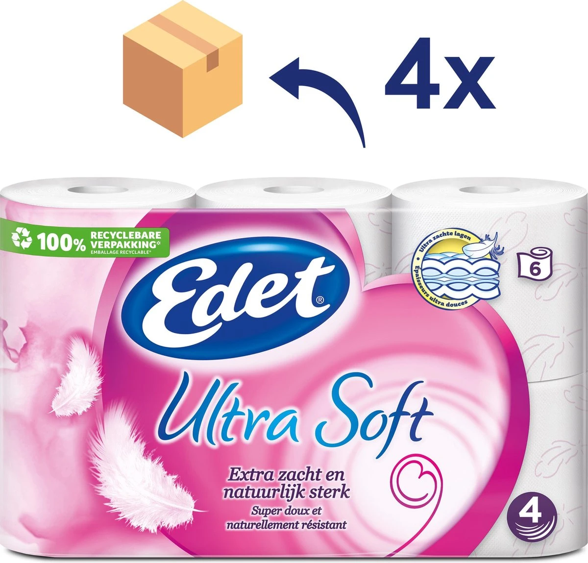 Edet Ultra Soft - 4-laags Wc Papier - 4 X 6 Rollen