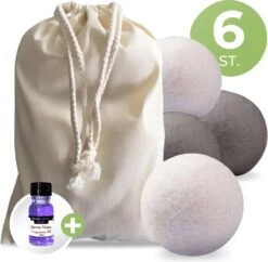 Drogerballen Met Wasparfum - Droogballen - Set Van 6 XL Ballen - Wasdroger Ballen Wol - 100% Nieuw-Zeelands Schapenwol - Wasballen