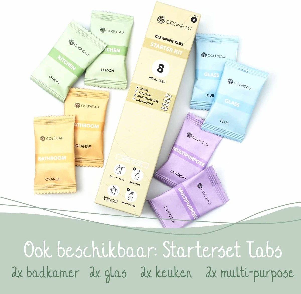 Cosmeau Schoonmaakmiddel Tabletten Cleaning Tabs Schoonmaak Tabs - Keukenreiniger - Badkamerreiniger Sanitair- Glasreiniger - Afbeelding 9