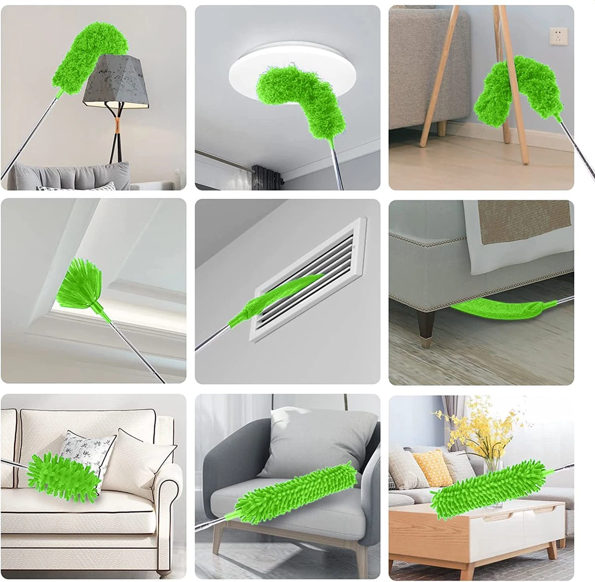 Strex Telescopische Plumeau Set Met Telescoopsteel - 60 Tot 140 Cm - Uitschuifbaar - Flexibel - Microvezel Ragebol - 5-Delige Schoonmaak Set - Afbeelding 7