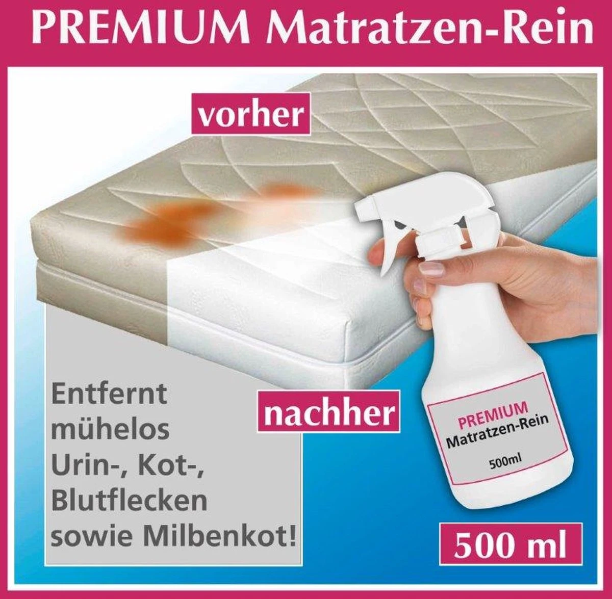 Merkloos Matrasreiniger - Matras Schoon - Anti-mijt - 500ml - Afbeelding 2