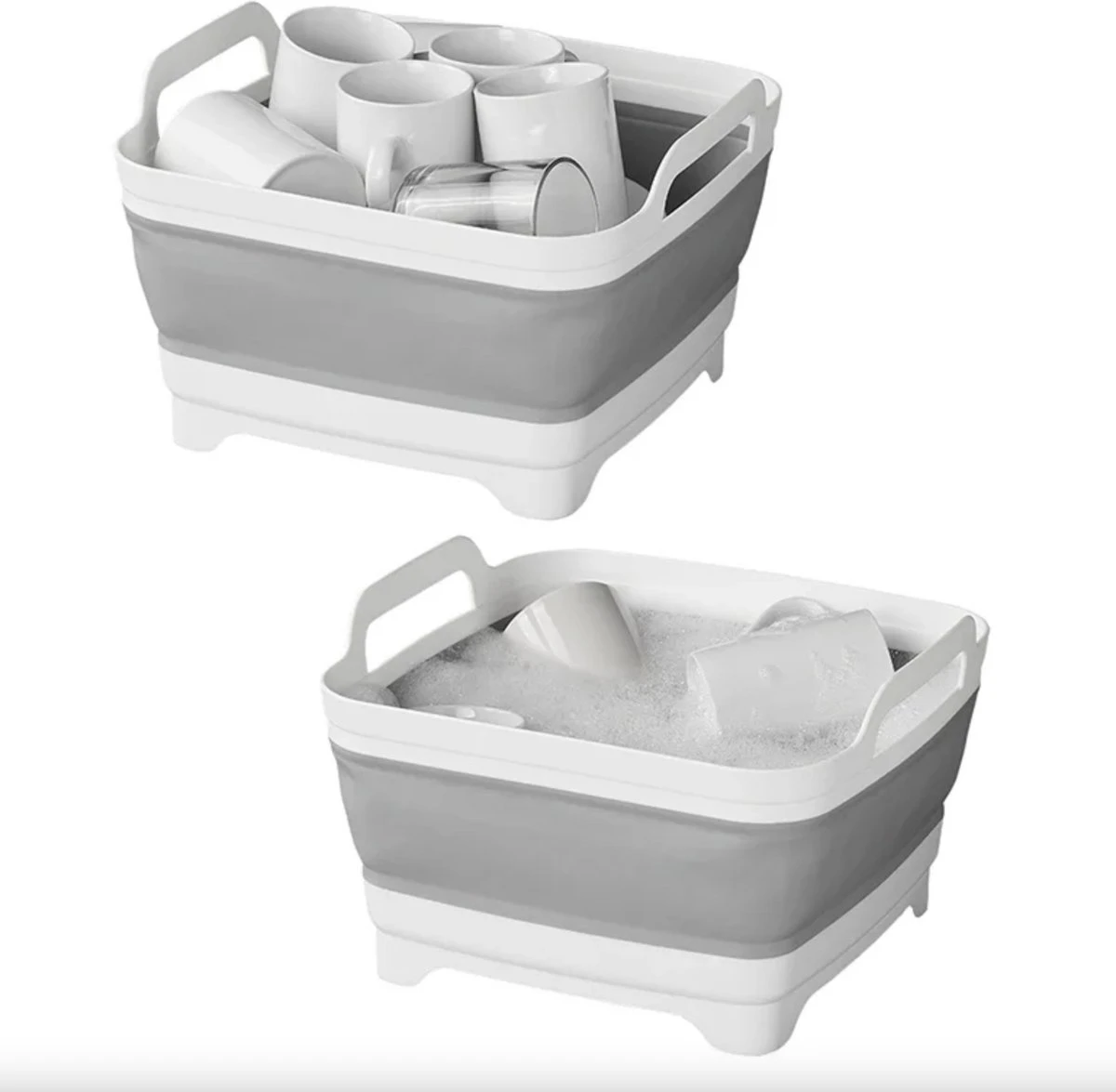 Opvouwbare Wasbak 18L - Met Stop - Afwasbak - Afwasteil - 30x30x20 Cm - Afbeelding 4