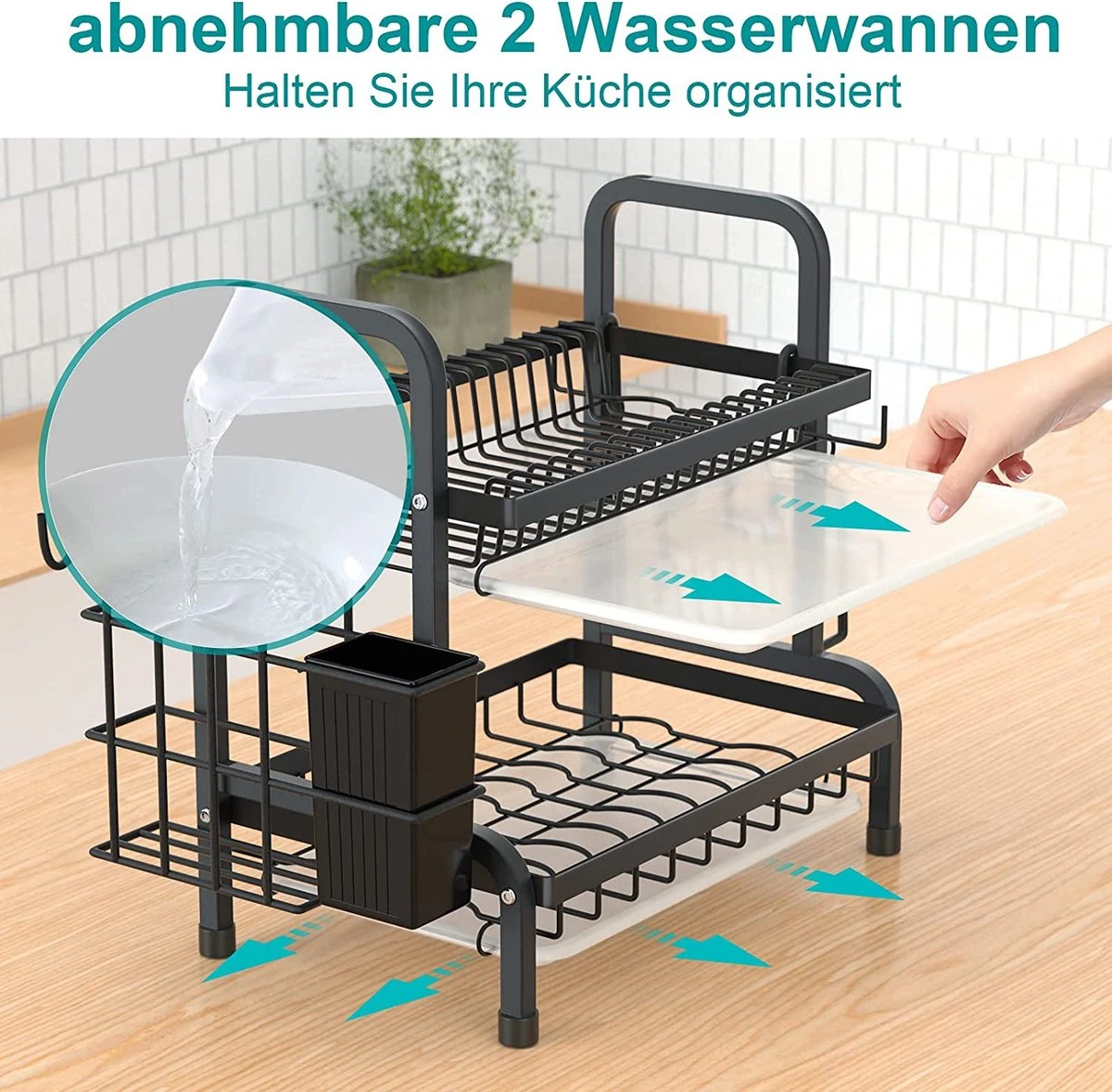 Dish Drying Rack Drainer Afdruiprek Metaal Afvoerafdruiprek Met Druppelbak Black Decker Droogrek Zwart Afdruiprek Brabantiaafdruiprek Metaal Muur - Afbeelding 2