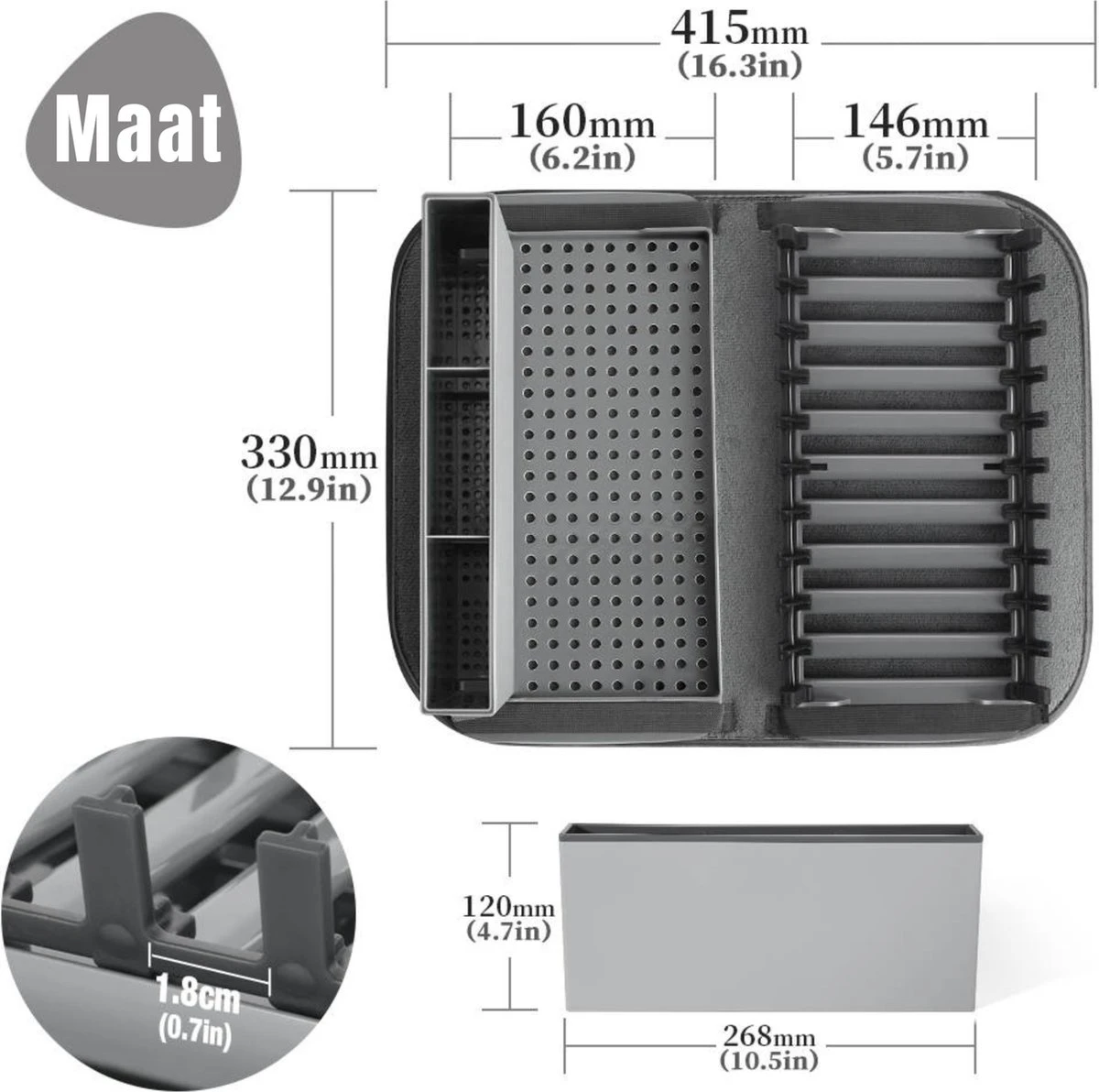 Afdruiprek Met Lekbak - Inclusief Afdruipmat - Opvouwbaar - Afwasrek Met Uitneembare Bestekhouder - Voor Bestek, Borden, Pannen En Schalen - Afbeelding 2