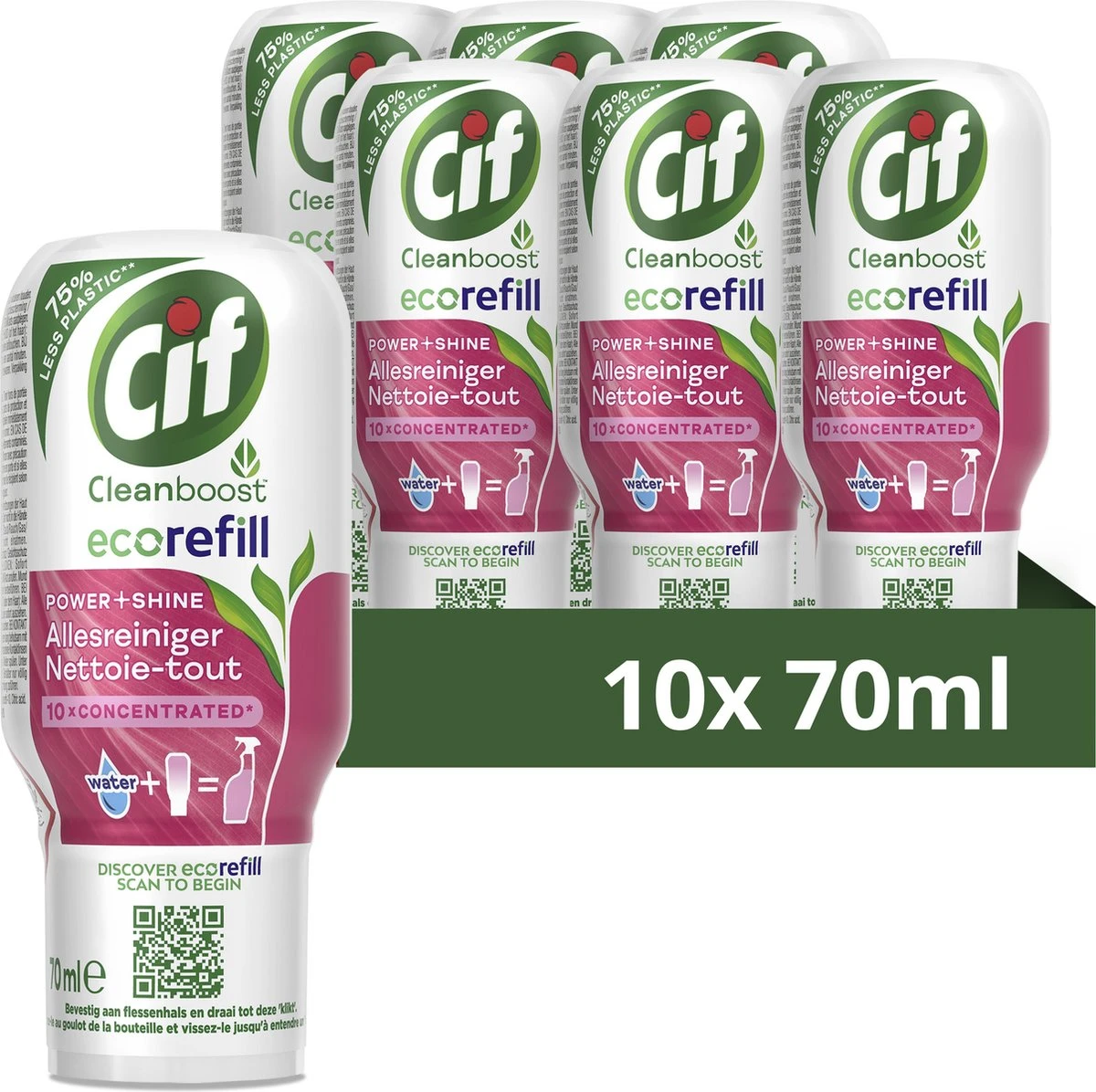 Cif CleanBoost Power & Shine Allesreiniger Ecorefill Capsules - 10 X 70 Ml - Voordeelverpakking