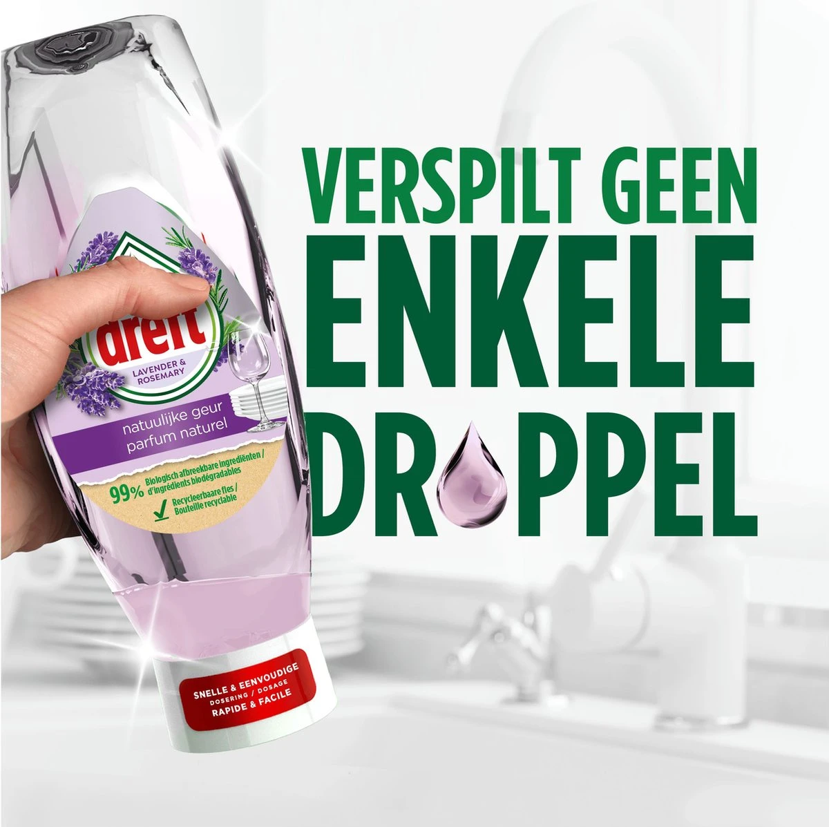 Dreft Natuurlijke Geur - Afwasmiddel - Lavendel & Rozemarijn - Ondersteboven Fles - Voordeelverpakking 8 X 370 Ml - Afbeelding 8