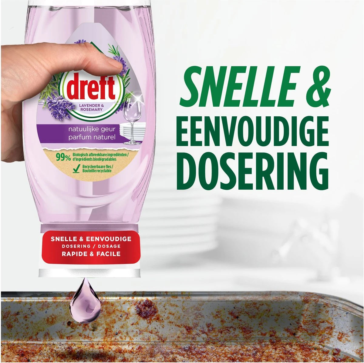 Dreft Natuurlijke Geur - Afwasmiddel - Lavendel & Rozemarijn - Ondersteboven Fles - Voordeelverpakking 8 X 370 Ml - Afbeelding 10
