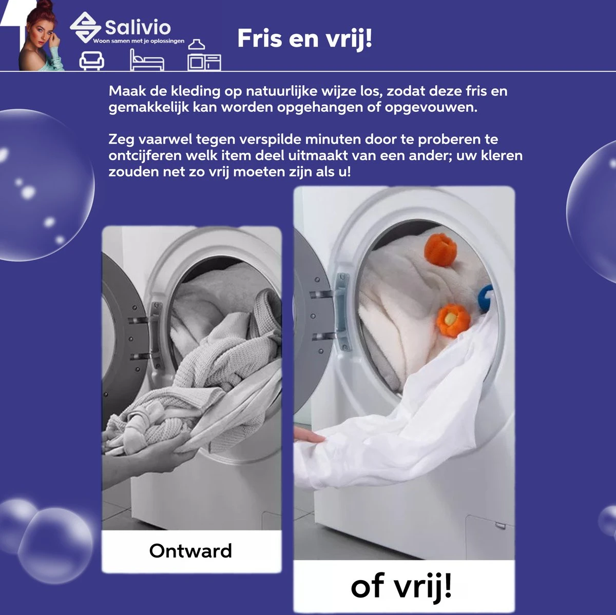 Salivio Laundryballs - 8x Wasbol Set - Huisdieren Haar Verwijderen - Wasbollen - Drogerballen - Energiebesparend - Wasverzachter - Milieuvriendelijk Wassen - Afbeelding 3