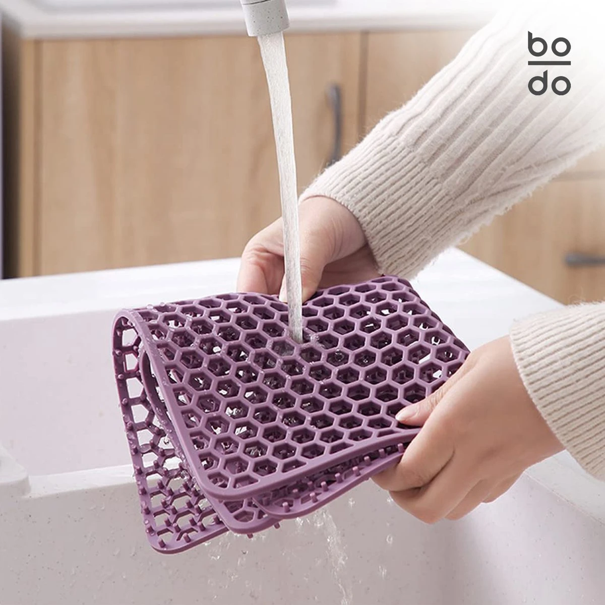 BODO Gootsteenmat Siliconen Donker Grijs - 34.5 X 34.5 Cm - Keuken Accessoires - Gootsteen Beschermer - Onderzetters Siliconen - Anti Kras - Afbeelding 3