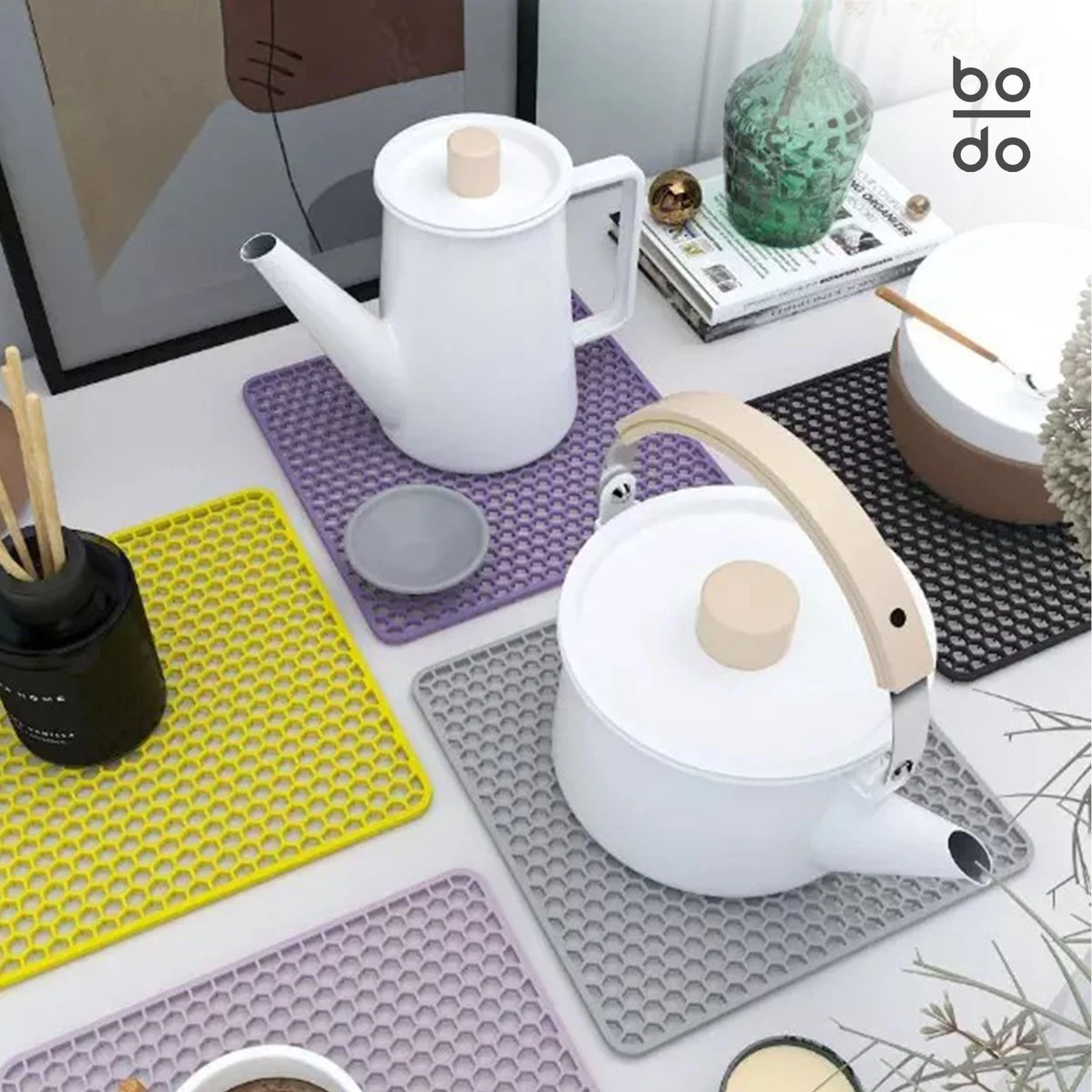 BODO Gootsteenmat Siliconen Donker Grijs - 34.5 X 34.5 Cm - Keuken Accessoires - Gootsteen Beschermer - Onderzetters Siliconen - Anti Kras - Afbeelding 4