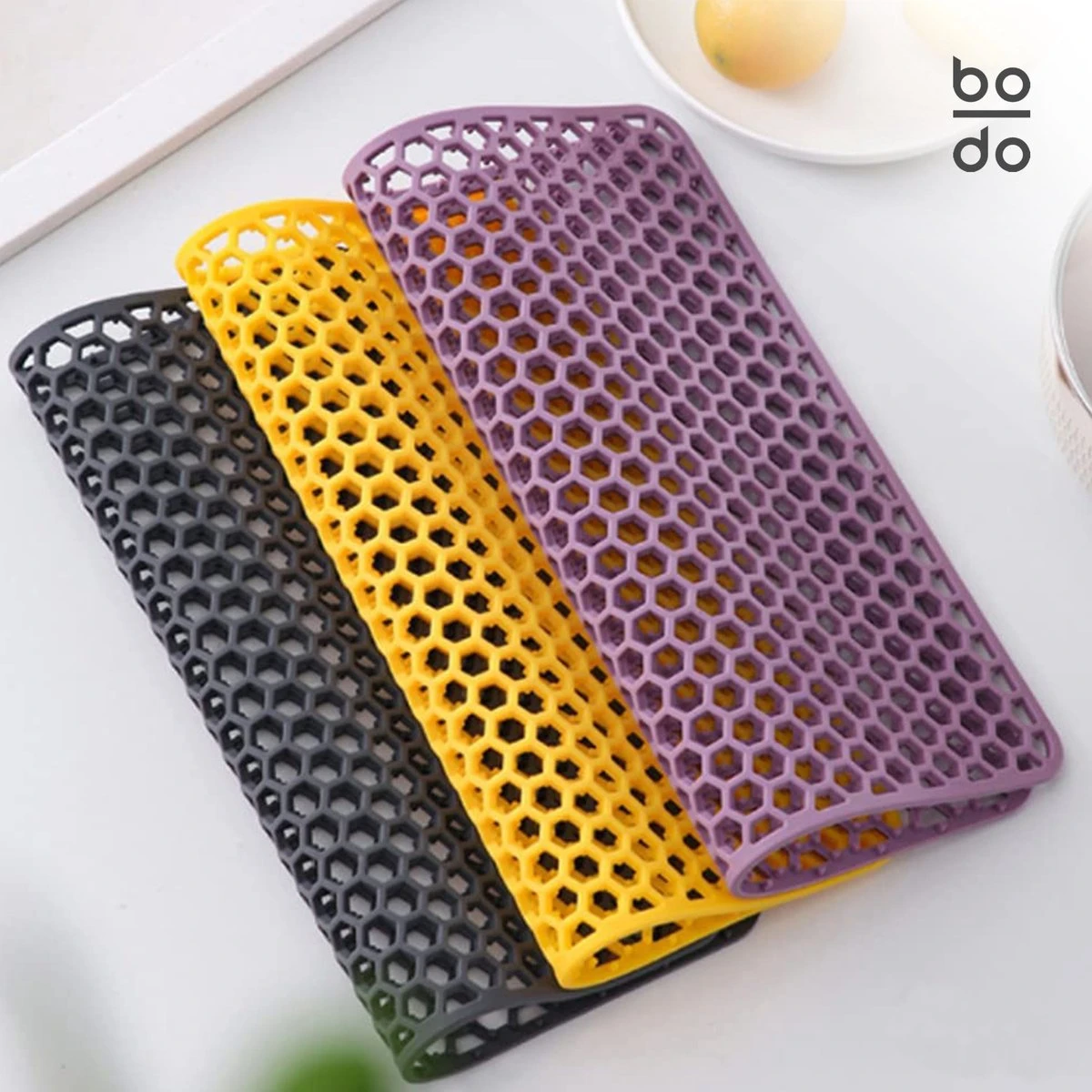 BODO Gootsteenmat Siliconen Donker Grijs - 34.5 X 34.5 Cm - Keuken Accessoires - Gootsteen Beschermer - Onderzetters Siliconen - Anti Kras - Afbeelding 9