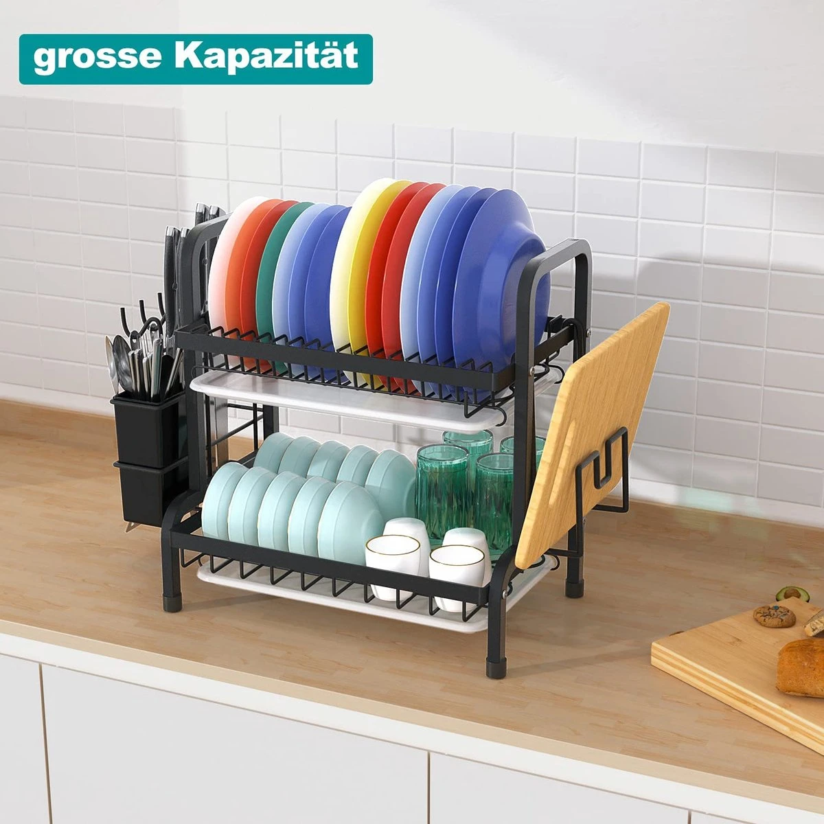 Dish Drying Rack Drainer Afdruiprek Metaal Afvoerafdruiprek Met Druppelbak Black Decker Droogrek Zwart Afdruiprek Brabantiaafdruiprek Metaal Muur - Afbeelding 7